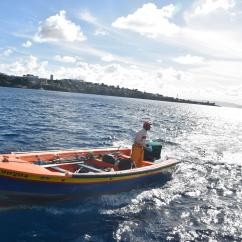 Un pêcheur sur sa barque en Martinique